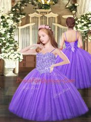 Sweetheart Sleeveless 15 Quinceanera Dress Floor Length Beading Eggplant Purple Tulle