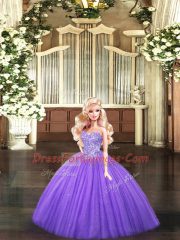 Sweetheart Sleeveless 15 Quinceanera Dress Floor Length Beading Eggplant Purple Tulle