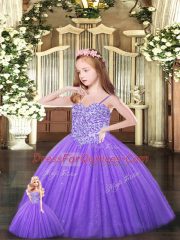 Sweetheart Sleeveless 15 Quinceanera Dress Floor Length Beading Eggplant Purple Tulle