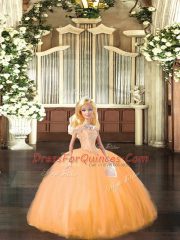 High Quality Floor Length Orange Quinceanera Dress Off The Shoulder Sleeveless Lace Up