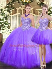 Ball Gowns Quinceanera Gown Lavender Sweetheart Tulle Sleeveless Floor Length Lace Up