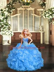 Beautiful Baby Blue Sweetheart Lace Up Beading and Ruffles 15 Quinceanera Dress Sleeveless