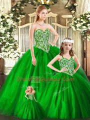 Sleeveless Beading Lace Up Quinceanera Gowns