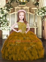 High Class Sleeveless Beading and Ruffles Zipper Child Pageant Dress