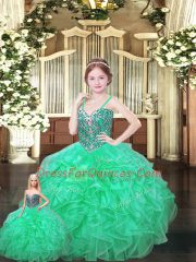 Organza Sweetheart Sleeveless Lace Up Ruffles Quinceanera Dresses in Green