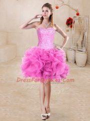 Sleeveless Beading and Ruffles Lace Up Sweet 16 Dress