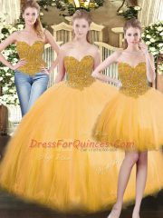 Tulle Sleeveless Floor Length Ball Gown Prom Dress and Beading