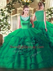 Sleeveless Beading and Ruffled Layers Side Zipper Ball Gown Prom Dress