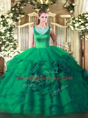 Sleeveless Beading and Ruffled Layers Side Zipper Ball Gown Prom Dress