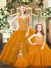 High End Floor Length Rust Red Quinceanera Gowns Sweetheart Sleeveless Lace Up