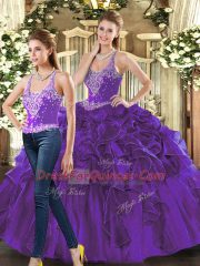 Designer Sleeveless Beading and Ruffles Lace Up Sweet 16 Quinceanera Dress