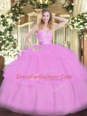 Ball Gowns Ball Gown Prom Dress Lilac Sweetheart Organza Sleeveless Floor Length Lace Up