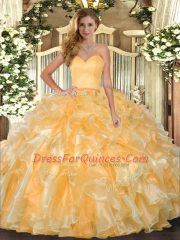 Sleeveless Beading and Ruffles Lace Up Quinceanera Dress