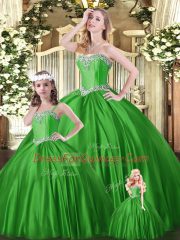 Designer Tulle Sleeveless Floor Length Sweet 16 Dress and Beading