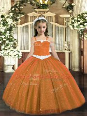 Amazing Sleeveless Appliques Lace Up Kids Formal Wear