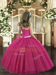 Amazing Sleeveless Appliques Lace Up Kids Formal Wear