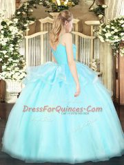 Cheap Floor Length Zipper 15 Quinceanera Dress Light Blue for Military Ball and Sweet 16 and Quinceanera with Ruffles