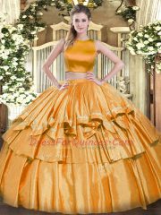 Wonderful High-neck Sleeveless Tulle Sweet 16 Quinceanera Dress Ruffled Layers Criss Cross