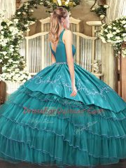 Fuchsia Sleeveless Floor Length Embroidery and Ruffled Layers Zipper 15th Birthday Dress