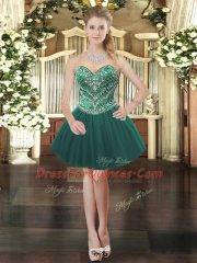 Artistic Dark Green Sleeveless Beading Floor Length Sweet 16 Dresses