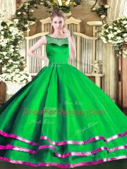 Scoop Sleeveless Organza 15 Quinceanera Dress Beading and Ruffled Layers Zipper