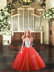 Edgy Red Lace Up Quince Ball Gowns Beading Sleeveless Floor Length