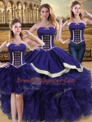 Glamorous Floor Length Purple Vestidos de Quinceanera Organza Sleeveless Beading and Ruffles