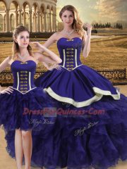 Glamorous Floor Length Purple Vestidos de Quinceanera Organza Sleeveless Beading and Ruffles