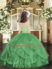 Fashionable Floor Length Zipper Custom Made Pageant Dress Olive Green for Party and Quinceanera with Beading and Ruffles