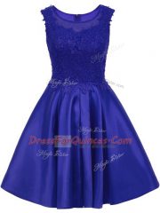 Delicate Mini Length Blue Quinceanera Court Dresses Scoop Sleeveless Zipper