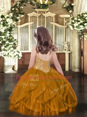 On Sale Blue Sleeveless Beading and Ruffles Floor Length Little Girl Pageant Gowns