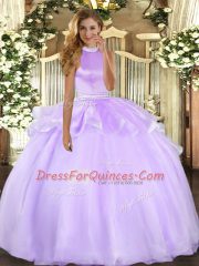 Lavender Sleeveless Beading and Ruffles Floor Length 15th Birthday Dress