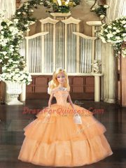 Elegant Beading Quinceanera Dress Orange Red Lace Up Sleeveless Floor Length