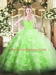 Chic Sleeveless Organza Zipper 15th Birthday Dress for Military Ball and Sweet 16 and Quinceanera