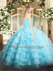 Chic Sleeveless Organza Zipper 15th Birthday Dress for Military Ball and Sweet 16 and Quinceanera