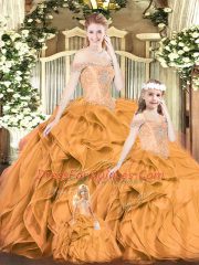 Sleeveless Beading and Ruffles Lace Up Vestidos de Quinceanera