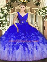 Graceful Multi-color Sleeveless Tulle Backless Vestidos de Quinceanera for Sweet 16 and Quinceanera