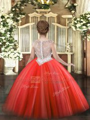 Beauteous Turquoise Sleeveless Beading Floor Length Child Pageant Dress