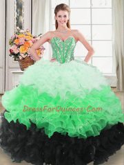 Artistic Multi-color Sleeveless Organza Lace Up Quinceanera Gowns for Sweet 16 and Quinceanera