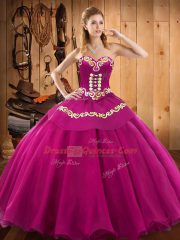 Low Price Fuchsia Sleeveless Ruffles Floor Length Quince Ball Gowns