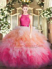 Lace and Ruffles Quinceanera Dress Multi-color Zipper Sleeveless Floor Length