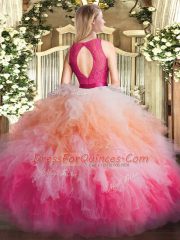 Lace and Ruffles Quinceanera Dress Multi-color Zipper Sleeveless Floor Length
