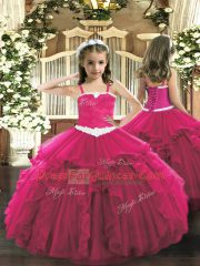Red Sleeveless Ruffles Floor Length 15th Birthday Dress