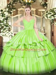 Adorable Sweet 16 Quinceanera Dress Military Ball and Sweet 16 and Quinceanera with Ruffled Layers Spaghetti Straps Sleeveless Zipper