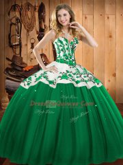 New Arrival Dark Green Lace Up Quinceanera Dress Embroidery Sleeveless Floor Length