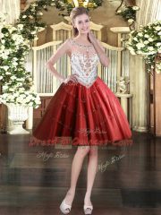 High Quality Wine Red Quinceanera Gowns Military Ball and Sweet 16 and Quinceanera with Beading Scoop Sleeveless Zipper