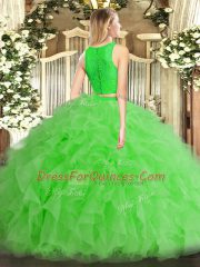 Fine Ruffles 15th Birthday Dress Hot Pink Zipper Sleeveless Floor Length
