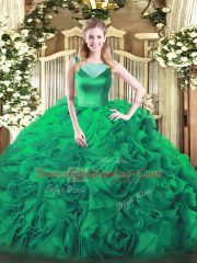 Colorful Sleeveless Beading Zipper Quince Ball Gowns