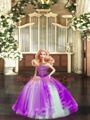 High Class Strapless Sleeveless Organza Quinceanera Gowns Beading and Ruffles Lace Up
