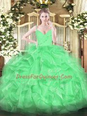 Floor Length Ball Gowns Sleeveless Green Sweet 16 Dress Zipper